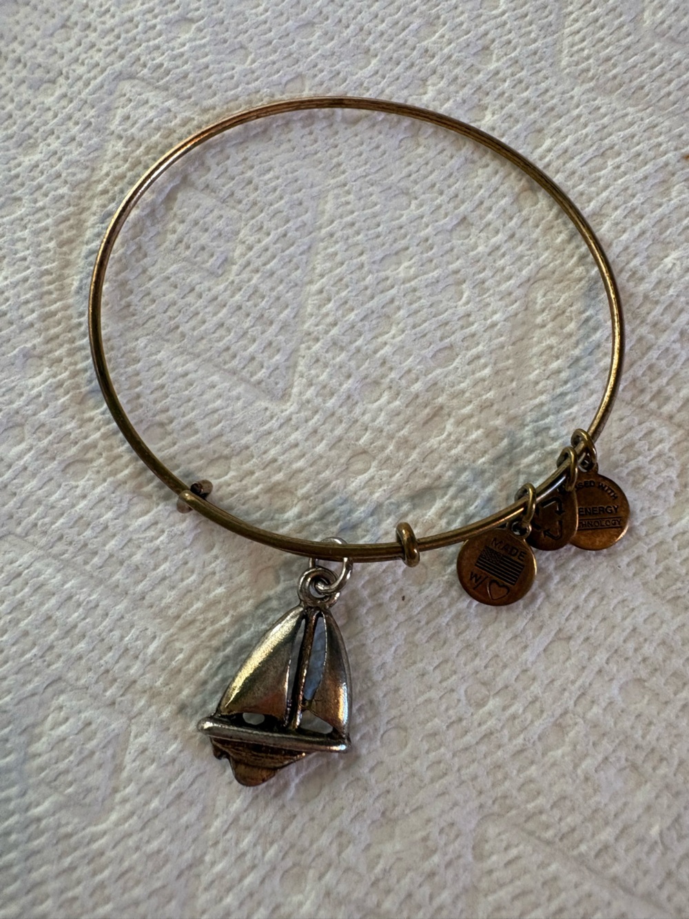 Gold-Tone Charm Bangle Bracelet with sailboat charm